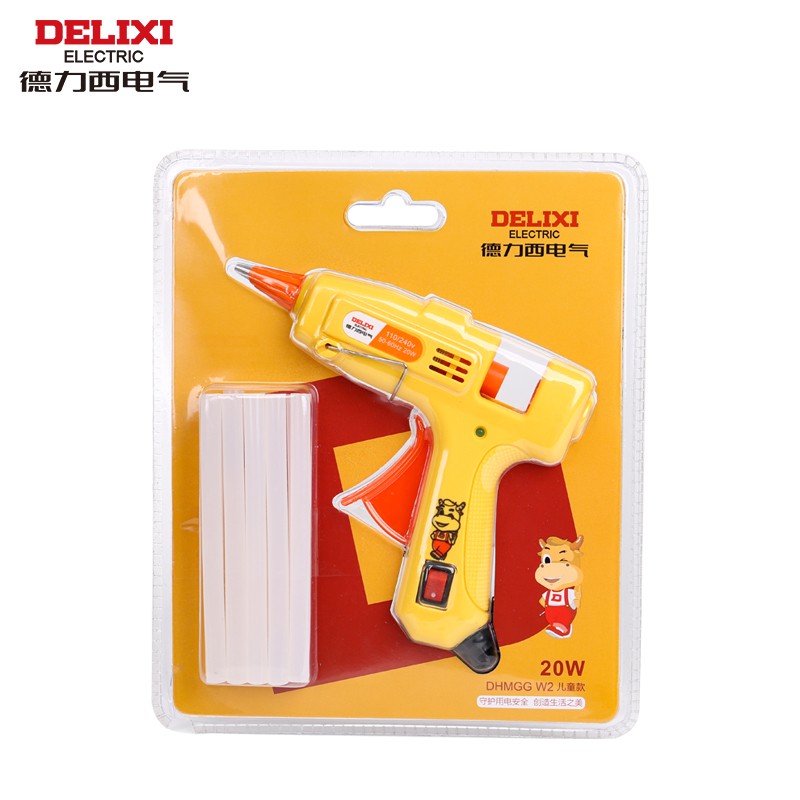 德力西电气（DELIXI ELECTRIC）热熔胶枪热熔胶棒热胶枪手工玻璃胶枪 新款儿童款20W（内附10根胶棒）
