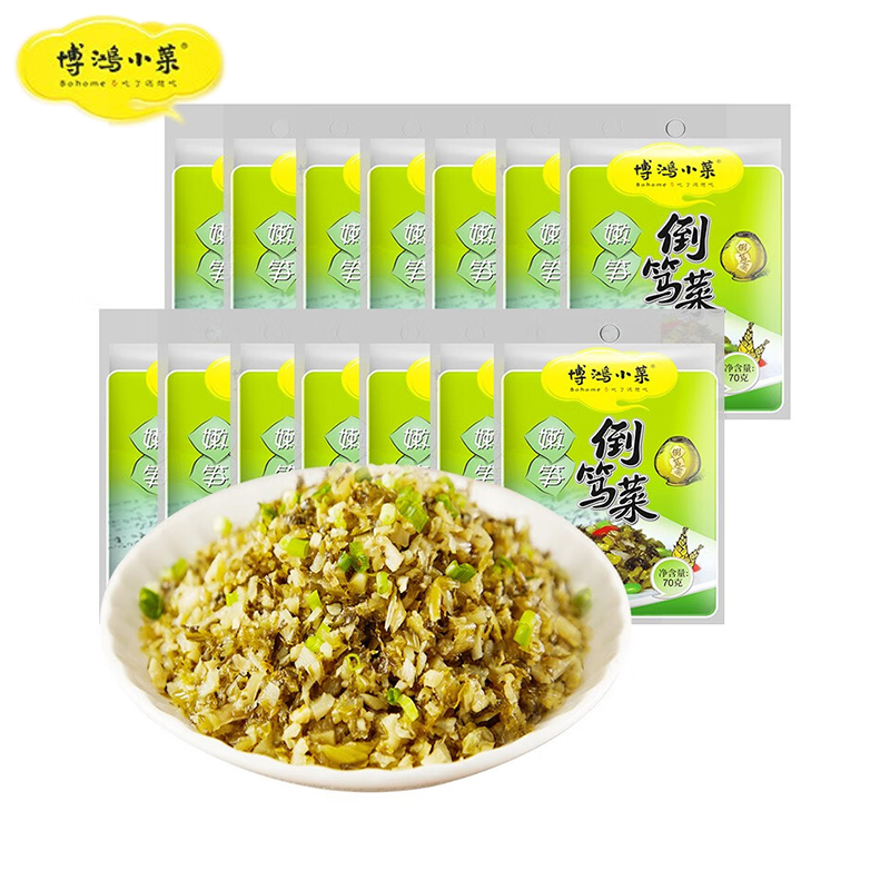 博鸿小菜 农家倒笃腌制咸菜整箱装 嫩笋倒笃菜70g*30包