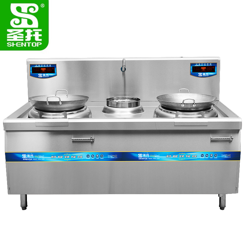 圣托（Shentop） 大功率商用电磁炉凹面 12kW/15kW饭店食堂电磁灶 双头单尾小炒炉 STC-D1800C