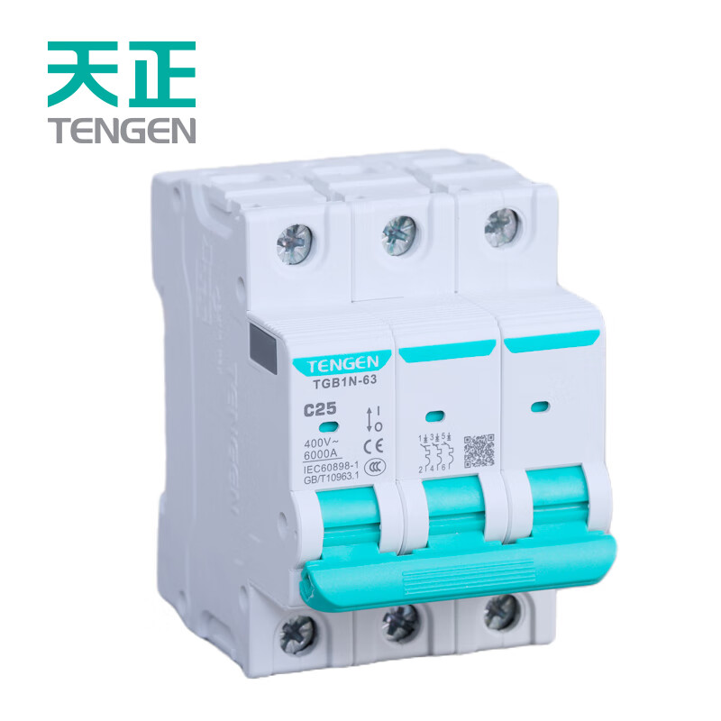天正电气（TENGEN）TGB1N-63 3P C（祥云3.0）系列 6kA 小型断路器 空气开关小型空开 总闸总开关 AC400V - 63A 3P 6kA C 现货