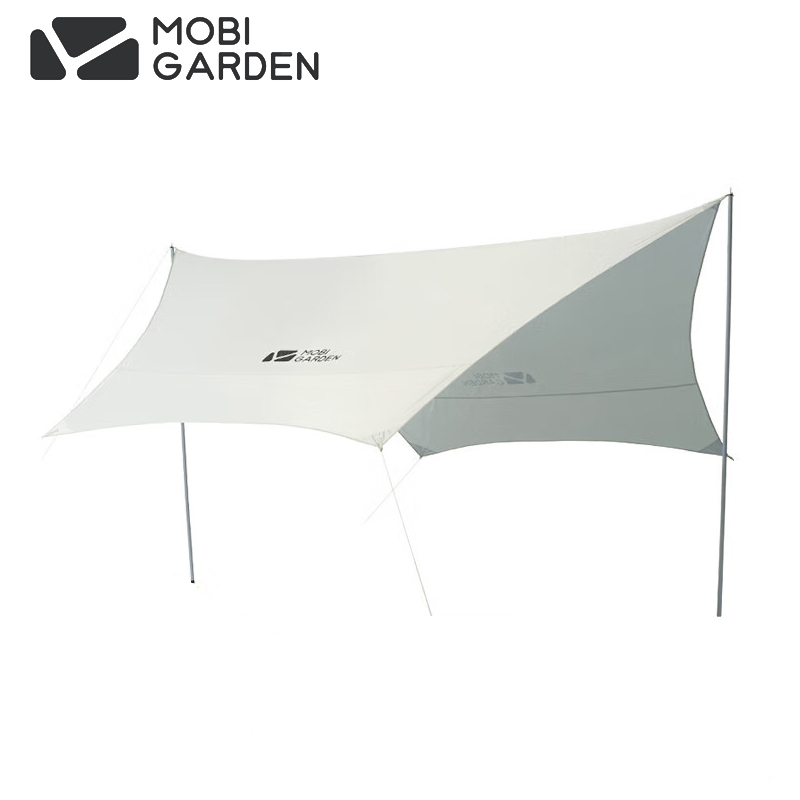 牧高笛（MOBIGARDEN） 俊庭牛津布天幕户外露营便携防雨遮阳棚凉棚蝶形天幕NX21661023晨雾白（中号）