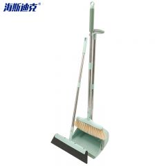 海斯迪克 HK-640 防风扫把簸箕套装 梳齿旋转扫帚畚箕组合 分体杆三件套 绿色款