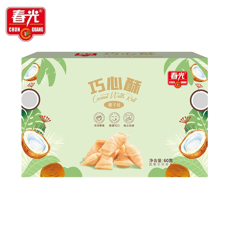 春光 巧心酥椰子味60g 海南特产 早餐代餐注心饼干 办公室休闲零食 巧心酥（3盒起发）