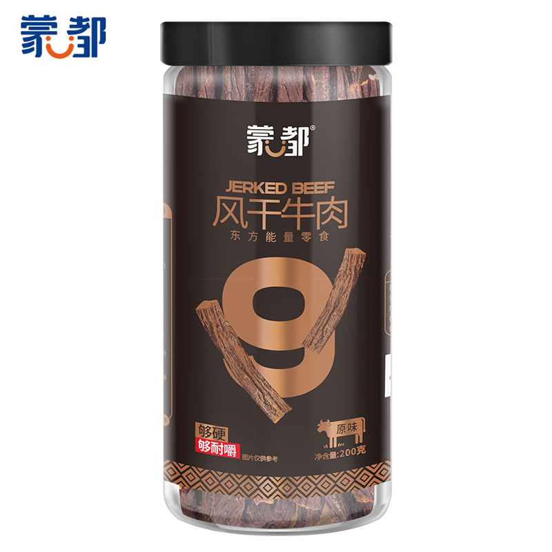 蒙都 内蒙古特产休闲零食肉干肉脯风干原味九成干 风干牛肉干200g