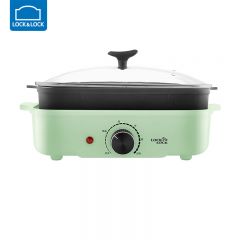乐扣乐扣（LOCK&LOCK） EJP537GRN多用料理锅小家电多功能料理锅绿色1200W大功率旋钮操控三档控温分体式锅体设计电烤炉3L容量