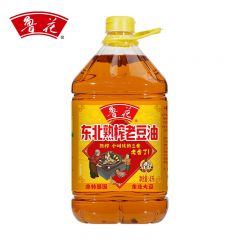 鲁花 非转基因东北大豆压榨食用油 东北熟榨老豆油4L/桶