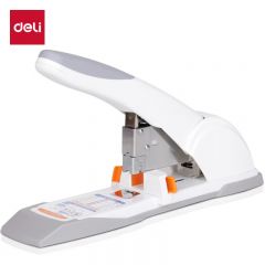 得力（deli） 120页省力型重型大订书机/订书器 大号加厚重型订书机 适配23/6~23/17订书钉 带滑动标尺 白色0486