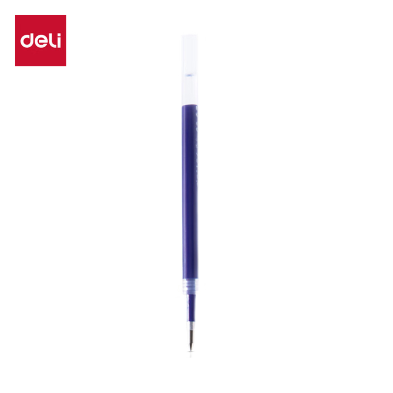 得力（deli）文具按动中性笔替芯 办公签字笔水笔替芯 蓝色 0.5mm子弹头替芯/支