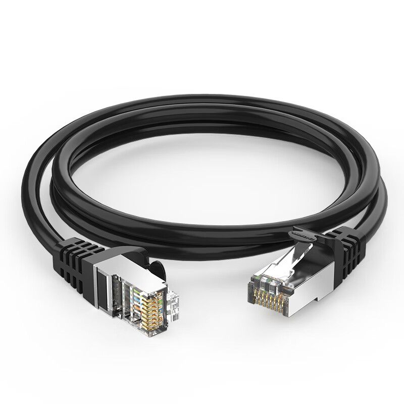 秋叶原  QJ7101BK七类纯铜网线 Cat7类双屏蔽8芯双绞线 工程万兆网络连接线 宽带电脑游戏监控网络跳线 15米