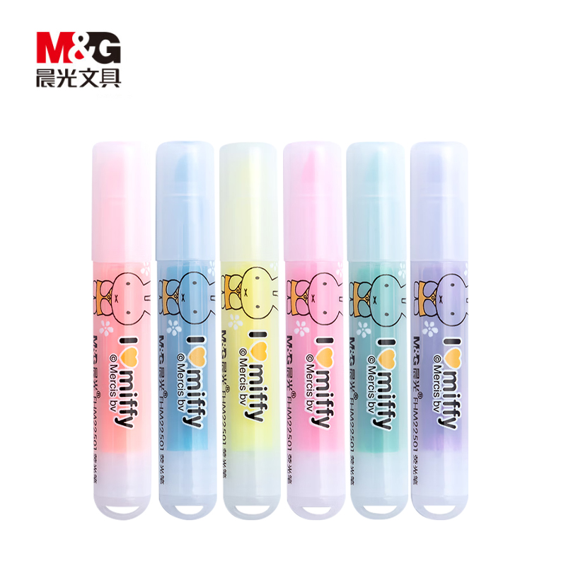 晨光（M&G） FHM22501文具米菲系列迷你单头6色荧光笔办公学习记号笔 6支/盒