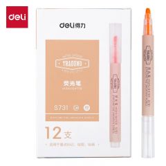 得力（deli）S731荧光笔 橙色 12支/盒（盒）适用于办公分类标记