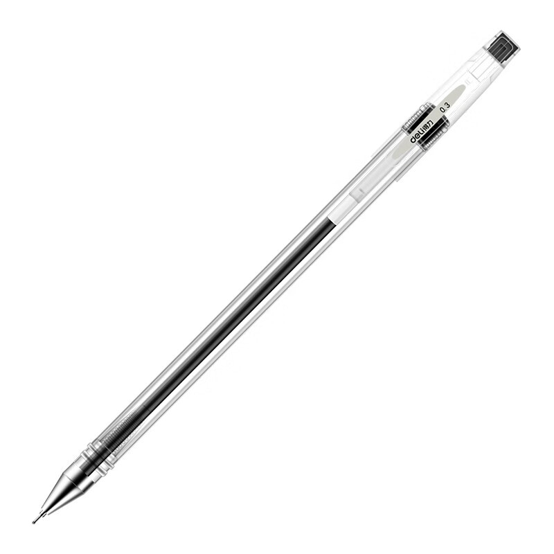 得力（deli）S40 中性笔 0.3mm葫芦头(黑) 财务专用笔办公用品黑色中性笔会计财会记账笔 12支/盒