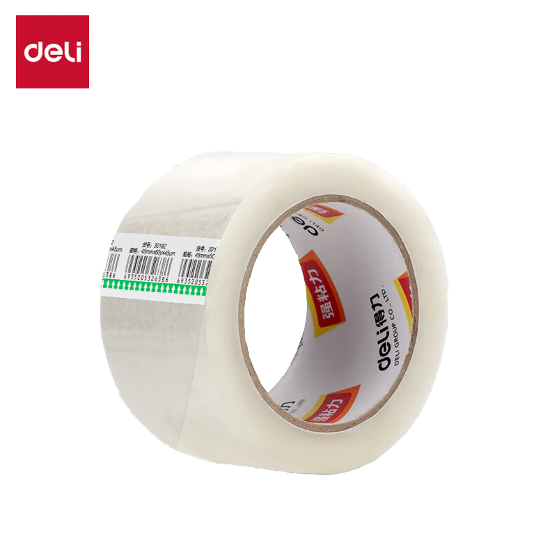 得力（deli） 高品质透明封箱胶带/打包胶带 45mm*60y*45um(54.8m/卷) 6卷/筒 办公用品 30182