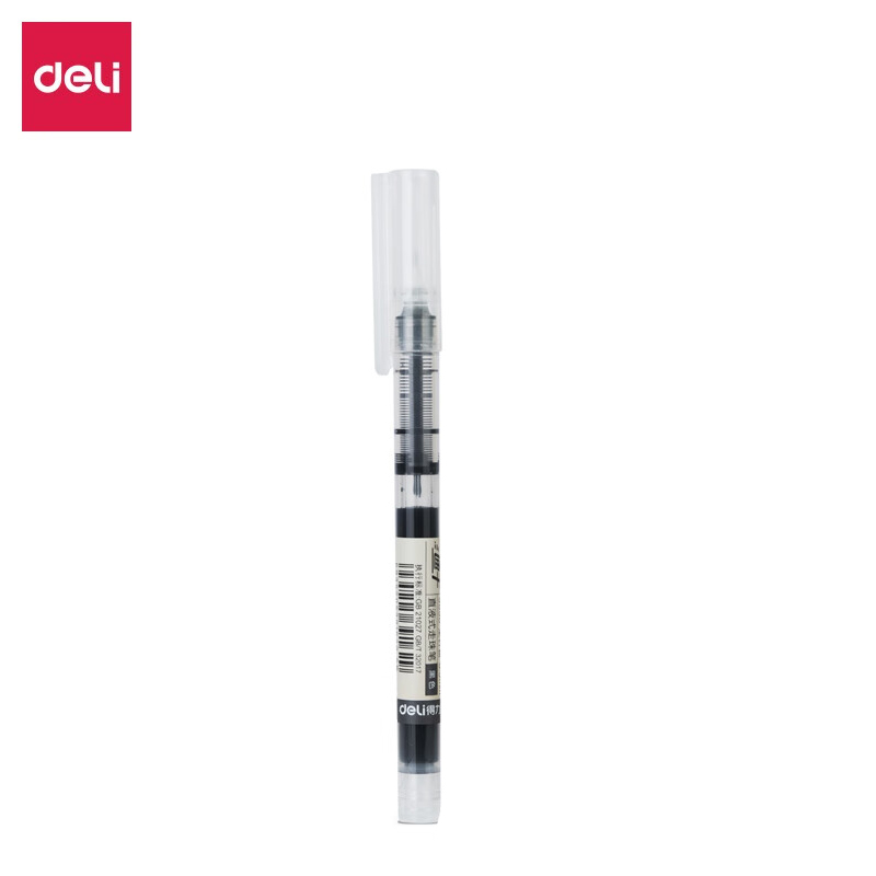 得力(deli) S856直液笔速干笔签字笔0.5mm全针管中性笔 商务办公学生水笔走珠笔 黑色