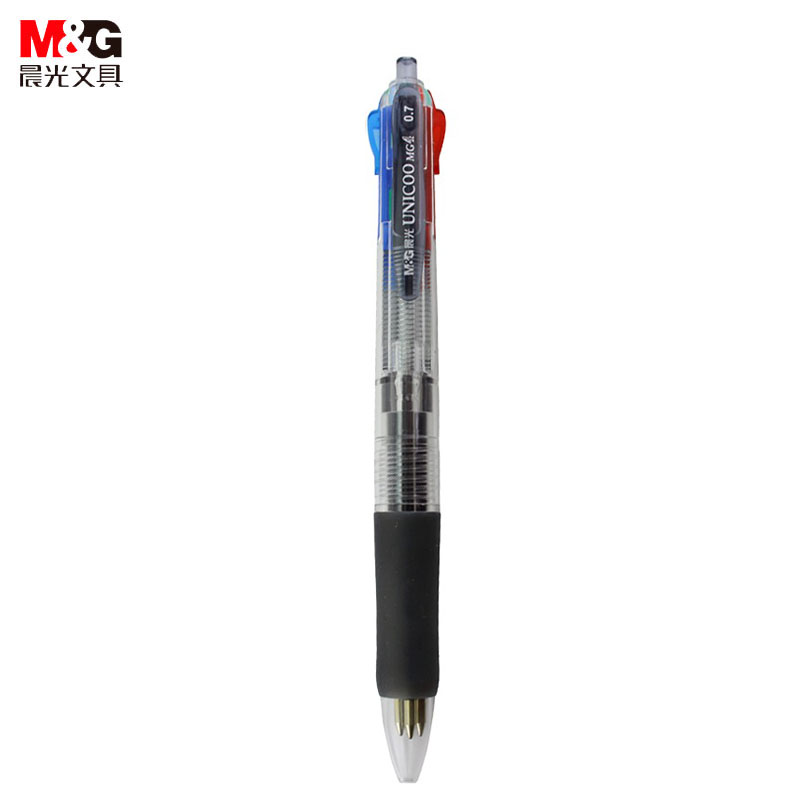 晨光（M&G） BP8030按动圆珠笔0.7mm多功能四色子弹头透明笔杆中油笔