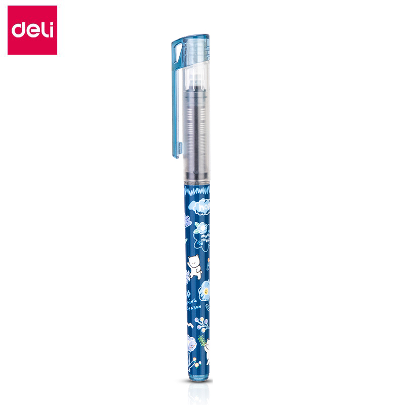 得力（deli） S850直液式走珠笔0.5mm全针管黑色单支笔杆颜色随机
