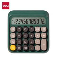 得力（deli） 圆点高按键语音计算器 12位数字宽屏显示 高颜值学生/办公用品 绿色