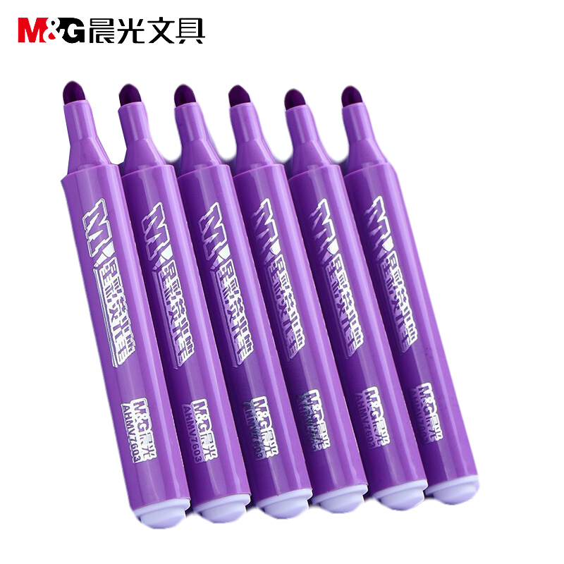 晨光（M&G）AHMV7603荧光笔学生重点作业标记笔办公重点标记笔记号笔手账笔涂鸦笔12支/盒紫色