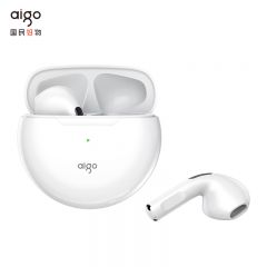 爱国者（aigo） T16白色半入耳式蓝牙降噪超长续航跑步运动迷你触控通话耳机稳定传输 轻薄便携