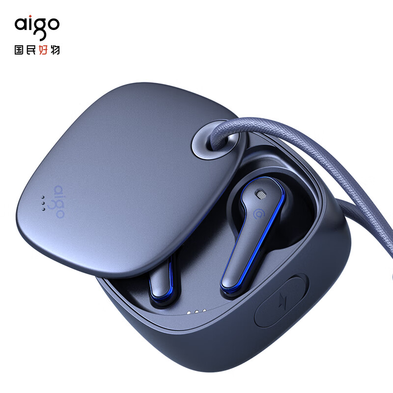 爱国者（aigo）TU01A 蓝牙耳机沉浸音效主动降噪超长续航64小时 蓝色